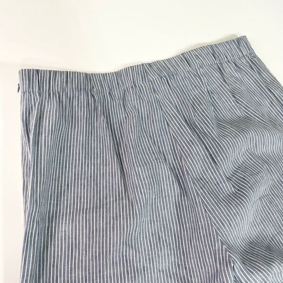 J. Jill Pants Linen Stretch Women L Striped Elastic Waist Button Detail Ankle - Picture 11 of 12